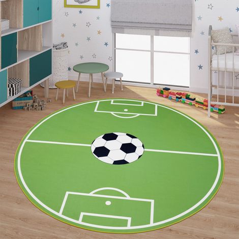 Kinderzimmerteppich Teppich Junge Mädchen Kinderteppich Baby Rutschfest Straße 200 cm x 200 cm Grün Rund (1/5)