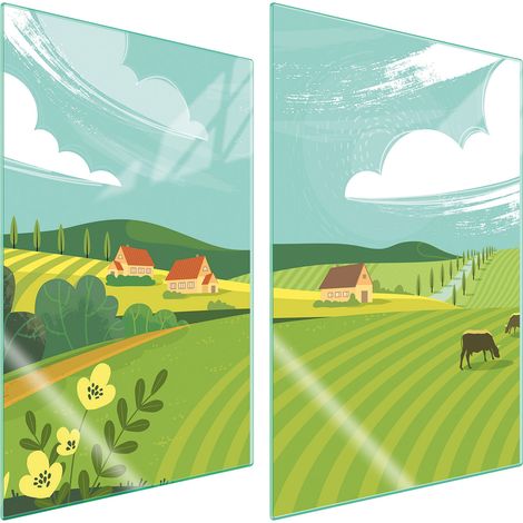Plaque de protection en verre pour cuisine 2x35x52 village (1/5)