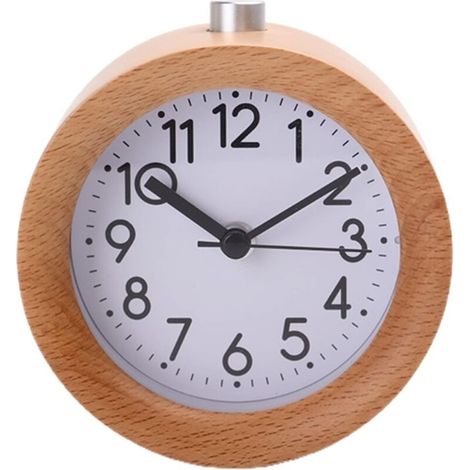 Reloj de mesa redondo de madera con luz nocturna, dispositivo de control del tiempo de escritorio sencillo y creativo, decoración para el hogar -Crezuo