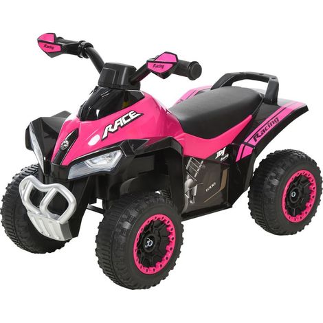 Quad Enfant HOMCOM Sans Moteur 18-36 Mois 67x38x44cm Rose Noir Effets Sonores Lumineux
