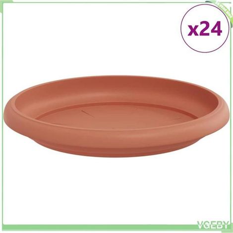Plateau à fleurs - FAFEICY - 42020314 - Rond Ø14 cm - Pack 6 - Plastique Rouge brique (1/5)