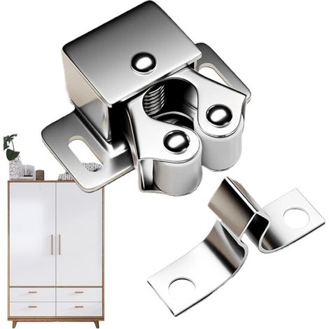 Magnetischer Schrankverschluss – Magnetischer Türverschluss, magnetischer Doppelrollen-Türschließer, robuste Beschläge für Schränke, Schubladen, Wohnungen, Büros, Möbel, Küchen und Garagen