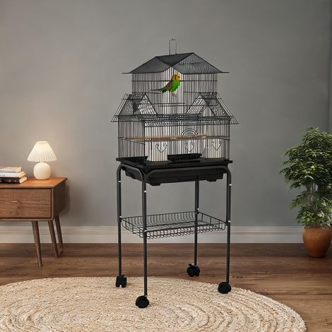 Cage pour oiseaux noir en acier 50,5 x 41 x 121 cm (1/5)