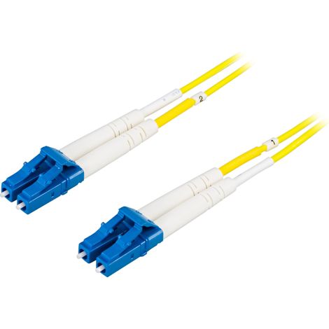 Jarretière fibre optique OS2, LC-LC, duplex, monomode, 1,5 m, pour liaison et raccordement de réseau fibre optique (1/2)
