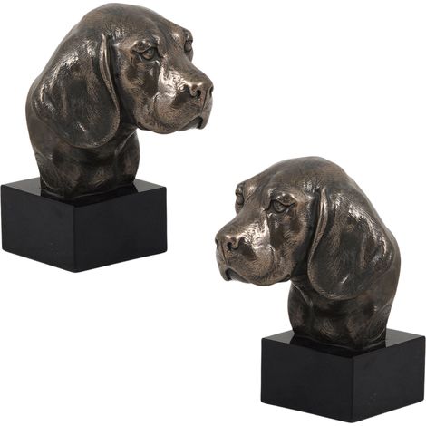 Beagle: una estatuilla de perro, un busto sobre una base de piedra, una escultura, un trofeo para una exposición canina de Art-Dog. (1/5)