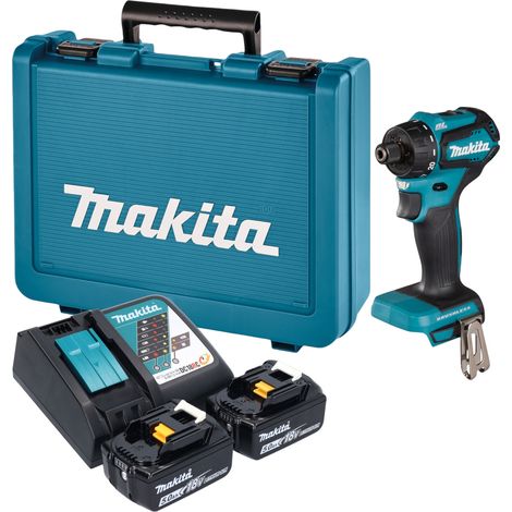 Taladro atornillador a batería Makita DDF 083 RTE de 18 V, 40 Nm, 1/4'' sin escobillas + 2 baterías de 5,0 Ah + cargador + maletín (1/5)