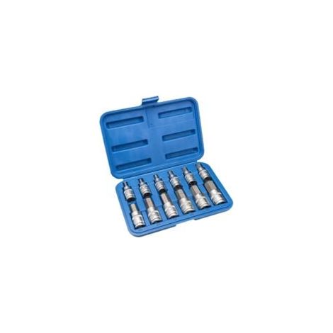 Jeu de 12 clés à douille hexagonales Torx (5, 6, 7, 8, 10, 12, 14, 16, 17, 18, 19 et 22 mm) avec boîte en plastique, 12,5 mm (1/2 pouce). (1/6)