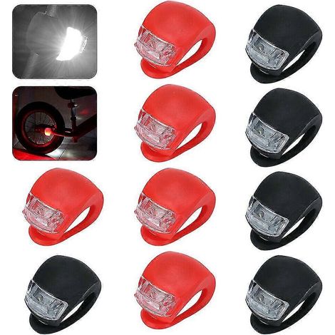 Lot 10 lampes vélo LED - Avant/arrière/roue - Silicone (1/5)