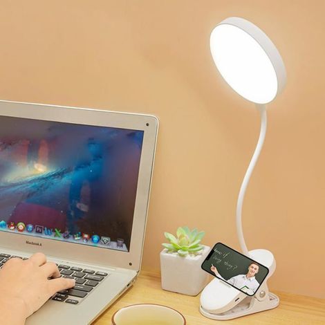 Lampe De Bureau Pince: Lampe De Lecture Usb Rechargeable Portable, Lamp De Bureau Commande Tactile Avec Gooseneck, 3 Modes Et Dimm (1/4)
