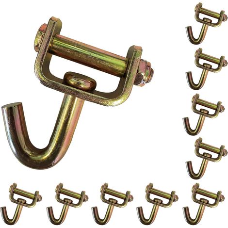 Crochet de remorquage pivotant en J de 2 pouces, WLL 3333, accessoire de remplacement robuste pour boucles à cliquet et sangles d'arrimage (paquet de 10) (1/5)
