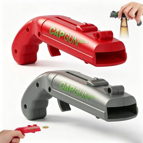 Ouvre-bouteille pistolet, lot de 2, décapsuleur original pour bière, idéal bar, fête ou cadeau. (1/5)