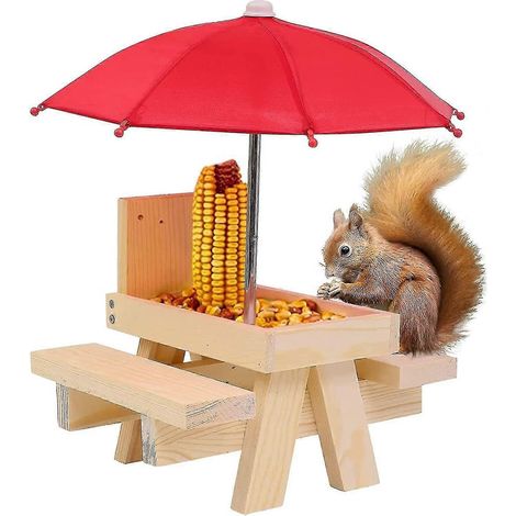 Table d'alimentation pour écureuils, support en bois pour épis de maïs (1/3)