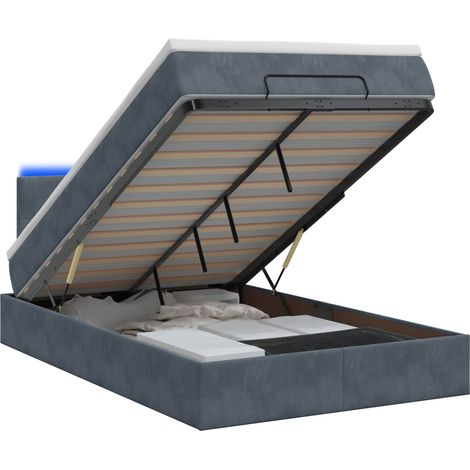 Maison Exclusive - Lit coffre avec matelas et LED Gris foncé 120 x 200 cm Velours (1/5)