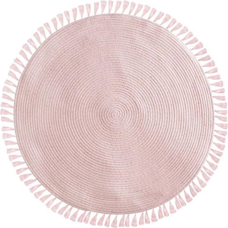 Tapis à franges roses CREATEUR D'INTERIEUR avec lurex doré intégré 90 cm (1/4)