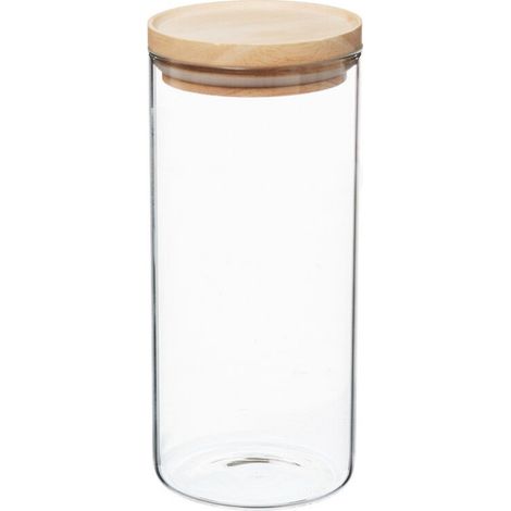 Bocaux de rangement en verre et bois couvercle hermétique Atmosphera - Bocal hermétique 1.3 Litre (1/5)