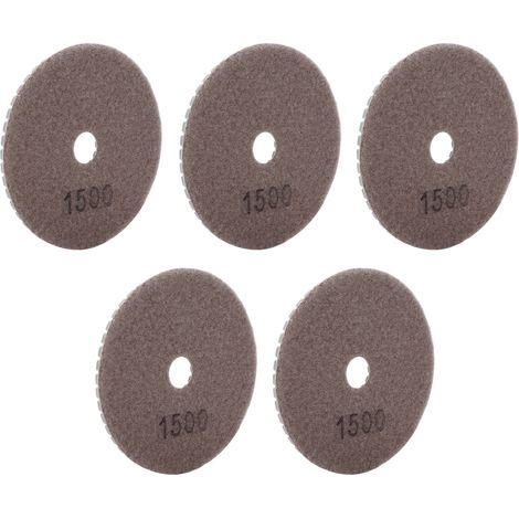 Lot de 5 Disques de Polissage à Eau Diamantés 100mm, Coussinets Souples pour Marbre Granit Céramique, Grain 1500 (1/5)
