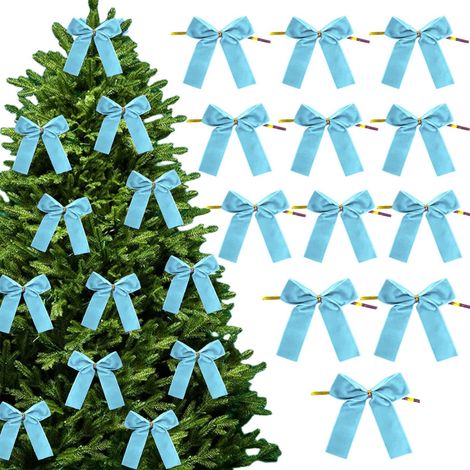 Bow - Velours - Pour Arbre De Noël Et Guirlandes - Bleu - 12 Pièces (1/5)