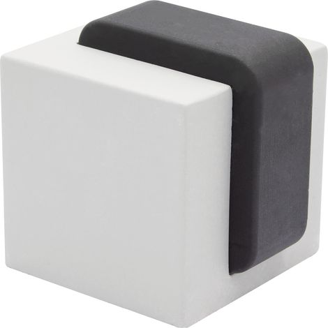 WAGNER Fermaporta DESIGN CUBO MEDIO in CEMENTE - 40 x 40 x 45 mm I Fermaporta a pavimento da avvitare I Fermaporta di design in cemento e gomma termoplastica - 15518611 (1/5)