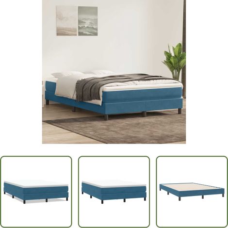 Samt -  Boxspringbett ohne Matratze Dunkelblau 160x220 cm Samt