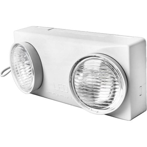 Lampe de secours LED à double tête orientable, autonomie de 120 minutes, pour usage domestique et commercial, 1800 mAh, 1 800 mAh, haute luminosité, pour bureau, couloir (1/5)