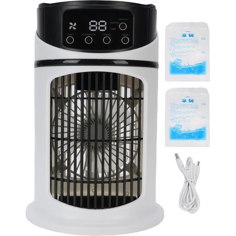 Ortviai Ventilateur Rafraîchissant Portable 4-en-1 avec Humidificateur, Réservoir 300 ml, 6 Vitesses, Technologie Nano Brume (1/5)