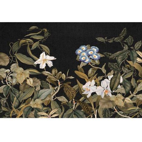 Papier peint panoramique original motif floral Tapisserie panoramique idéale pour chambre Papier peint panoramique noire pour bureau (1/3)