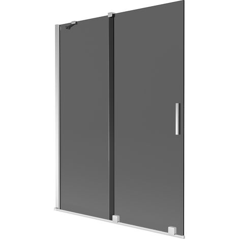 Mexen Velar Duschabtrennung für die Badewanne 2-flügelig, verschiebbar 130 x 150 cm, grafit, chrom - 896-130-000-41-01 (1/2)