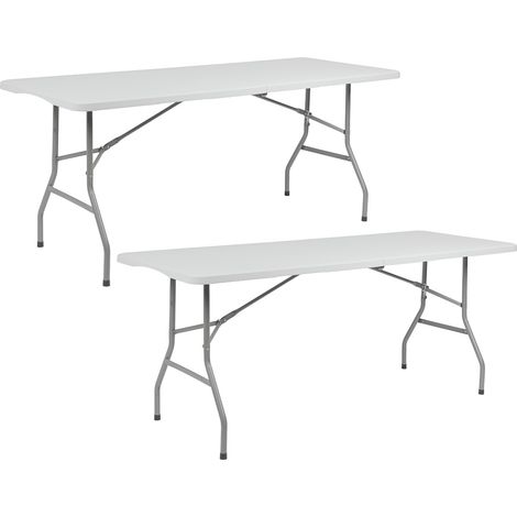 Confezione da 2 tavoli pieghevoli portatili in resina da 180 cm 7