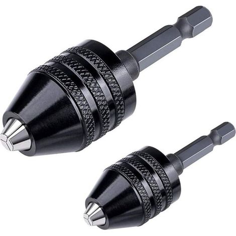 Set aus zwei 1/4"-Sechskant-Bohrfuttern mit schlüssellosem Schnellwechseladapter, Konverter und Bohradapter (0,3–6,5 mm, 0,3–3,6 mm) – Bohrmaschine (1/3)
