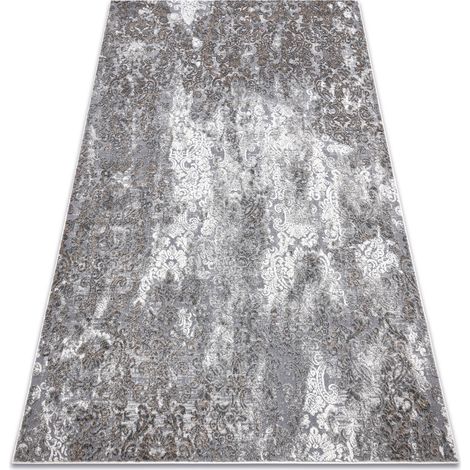 Modern NOBLE Teppich 6773 45 Ornament vintage - Strukturell zwei Ebenen aus Vlies grau grey 80x150 cm