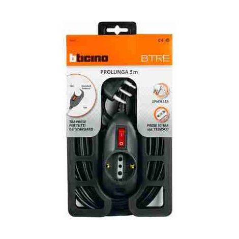 BTI3635GB Prolunga domestica BTRE 2P+T 5m - nero