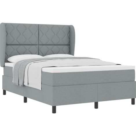 Maison Exclusive - Lit à ressorts avec tête de lit Gris clair 160 x 200 cm tissu (1/5)