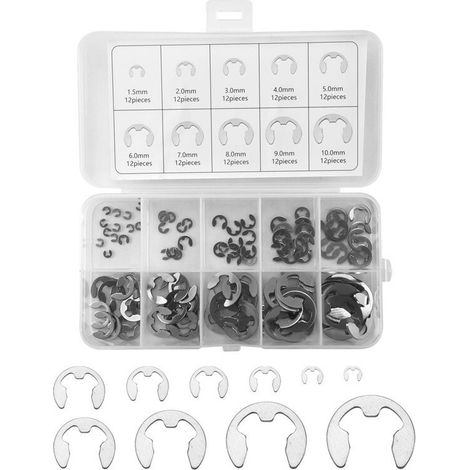 304 pièces jeu d'assortiment rondelles clip acier inox pour arbre M1.5-M10 (1/5)