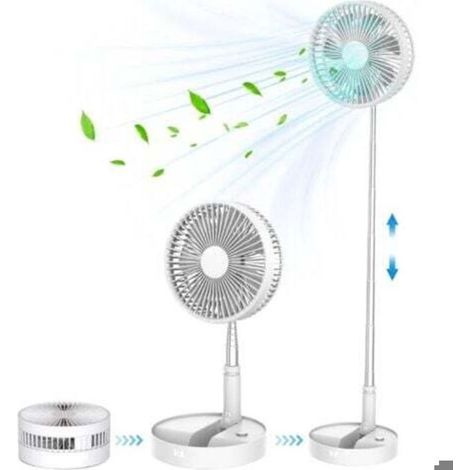 Ventilateur sur Pied Portable Silencieux, 9'' Pliable Sol/Table Basse Consommation Ventilateurs 4 Modes/Timer, 7200mAh USB (1/5)