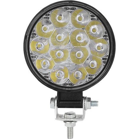 Mini projecteur de travail rond 42W 14 LED 6000K 2500lm noir phare auxiliaire pour voiture modifiée (1/5)