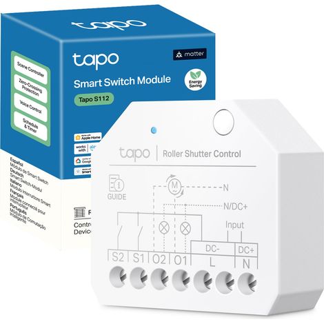 Tapo S112 Relè Interruttore con Misurazione di Consumo, Intelligente WiFi e Bluetooth a 2 Canali - 6 A, Automazione di Tapparelle, Luci, Riscaldamento a Pavimento, Controllo Vocale con Alexa, Tapo APP