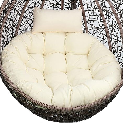 Coussin pour chaise suspendue œuf uniquement, rembourrage rond de remplacement pour fauteuil balançoire, assise épaisse et large pour hamac, coussin lavable papasan, coussin en rotin, beige, diamètre (1/5)