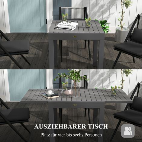 Gartentisch für den Außenbereich, wetterfest, 162 x 80 x 75 cm, grau. (1/5)