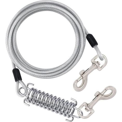 Laisse pour chien avec ressort amortisseur, 0,7 - 3 m, laisse de jardin pour chien, argent (3 m/9,8 pi) (1/5)