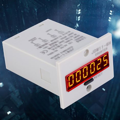 Compteur de tension électronique JDM11-6H à affichage numérique LED 6 chiffres avec relais AC/DC 12V (1/5)