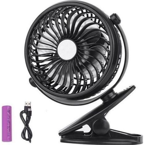 Ventilateur à pince - à brancher - rotation à 360° - convient pour la maison, le bureau et la voiture - noir (1/4)