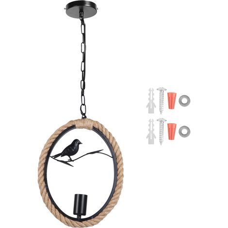 Suspension décorative vintage E26/E27 avec motif oiseau, idéale pour le salon ou la chambre (85-245 V). (1/5)
