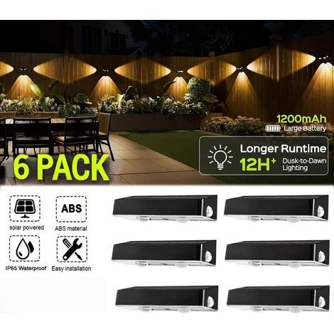 6-Piece Solar-Powered Patio Lights, 9 Fixed Colors and Color Changing Solar Fence Lights, 3 Solar LED Lenses with 10 Lighting Modes, IP65 (1/4)