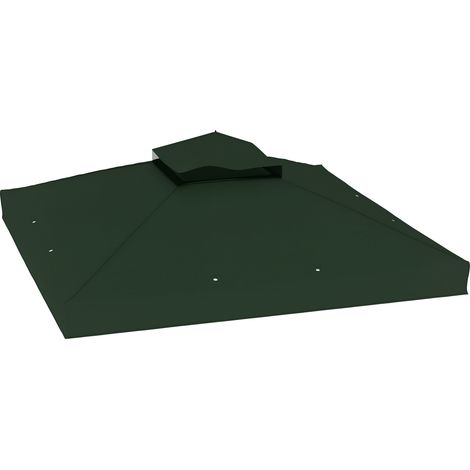 Tenda da sole di ricambio 3x3 m con doppio tetto con fori di drenaggio e protezione UPF30+. Colore verde. Solo tenda da sole, telaio non incluso.