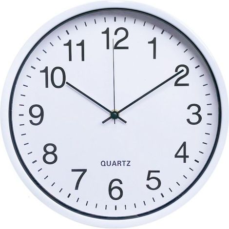 Horloge murale radio pilotée à quartz silencieuse blanche Ø 31cm avec trotteuse Changement d'heure automatique (1/3)