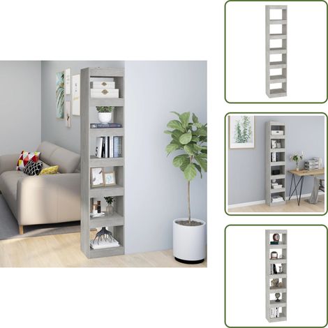 Bibliothèque/Séparateur de pièce Gris béton 40x30x198 cm - Bibliothèque - Étagère - Meuble De Rangement - Séparateur De Pièce - Bibliothèque Moderne (1/5)