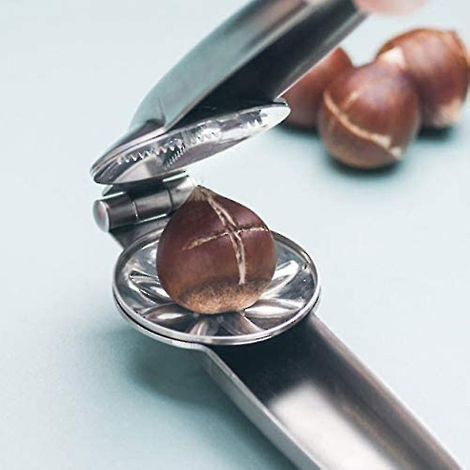 Casse-noix en acier inoxydable, pince à châtaignes, ouvre-noix pour noix, décortiqueur métallique, outil de cuisine pour coquilles, accessoire pratique. (1/2)