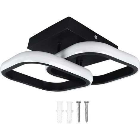 Plafonnier LED Toivize Applique Moderne 18W Aluminium Noir 28x19cm 3 Températures de Couleur Idéal pour Couloir et Salle de Bain Design Épuré (1/5)