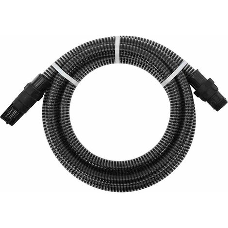 Tuyau d'aspiration avec raccords en PVC, noir, 1" x 7 m PVC
