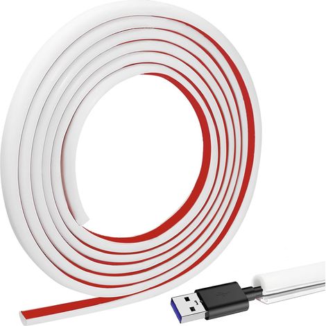 Cache-câble autocollant en PVC pour la maison et le bureau - 4 m - Cache-câble flexible pour la gestion des câbles (1/5)